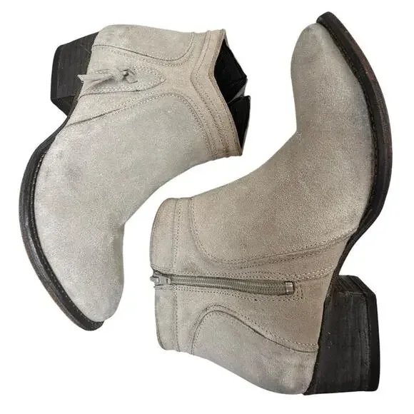 Rebels Beige Suede Nubuck Zip Booties Women’s 8.5 - Picture 3 of 13